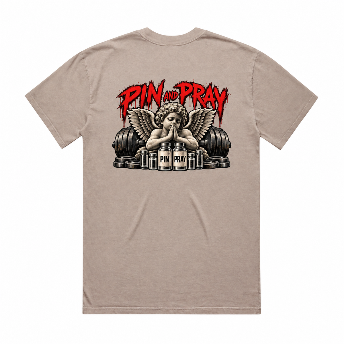 pin pray tee catalogue mockup