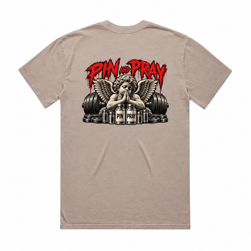 pin pray tee catalogue mockup